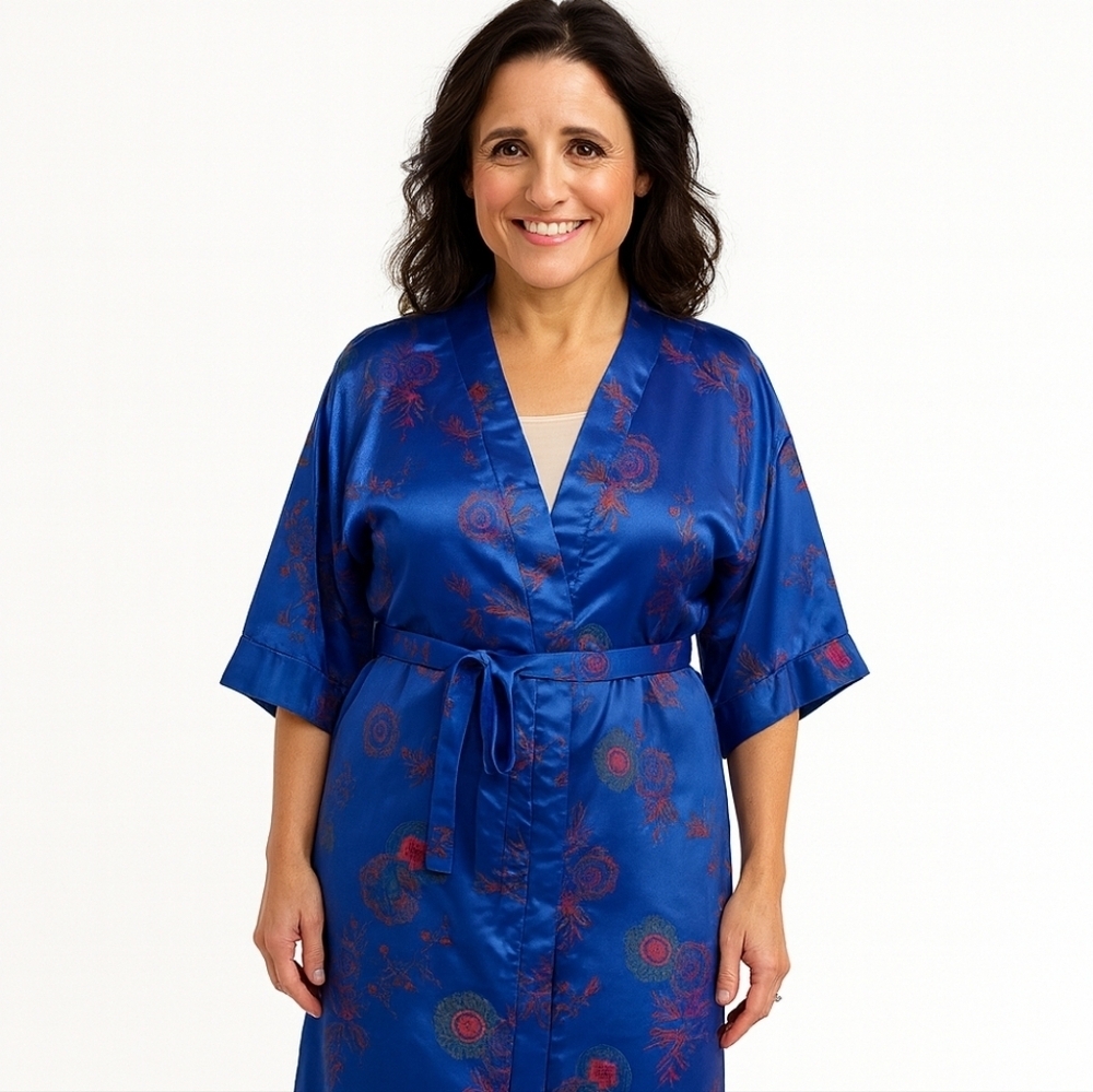 Vintage Electric Blue Satiny Kimono OasFM